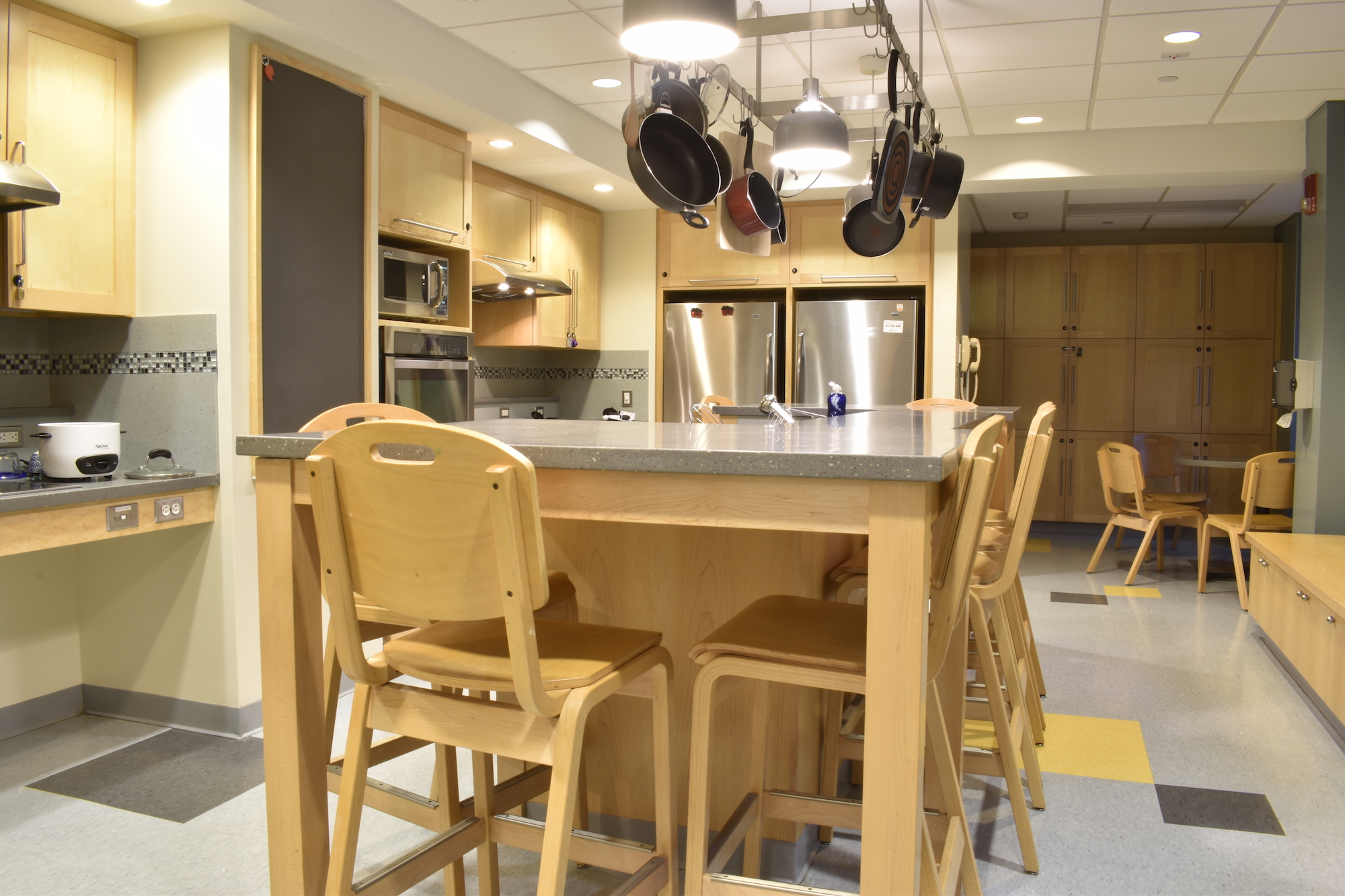 Kitchen with center island and seating